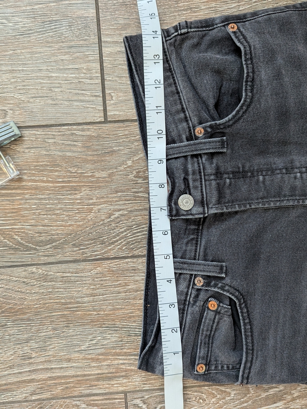 Levi's Ribcage Straight Ankle Size 28 Loom About Washed Grey Button Fly - Picture 8 of 11